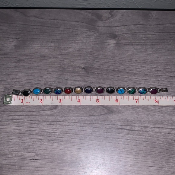 925 silver made in Mexico bracelet, with multi colored stones - Picture 9 of 9